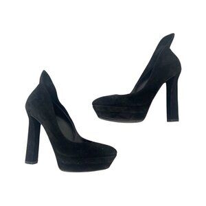 Bottega Veneta black suede platform pumps size 36.5